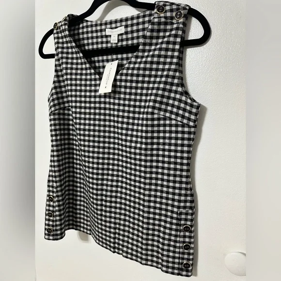 Charter Club Black and White Gingham Women's Top - Picture 3 of 5